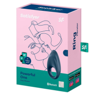 SATISFYER - POWERFUL ONE APP-CONTROLLED SILICONE COCK RING (BLUE BLACK)